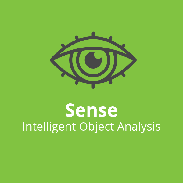 Detailed eye icon for SENSE™ intelligent object analysis tool providing human-like subject evaluation and sentiment analysis of DRIMS® records within ALICE® digital accelerators